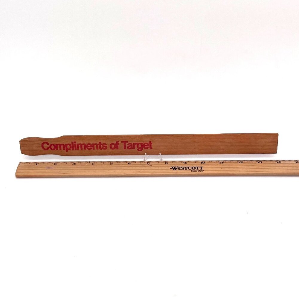 Vintage Compliments of Target Branded Wooden Paint Stir Stick Red Lettering 14" - Picture 3 of 9